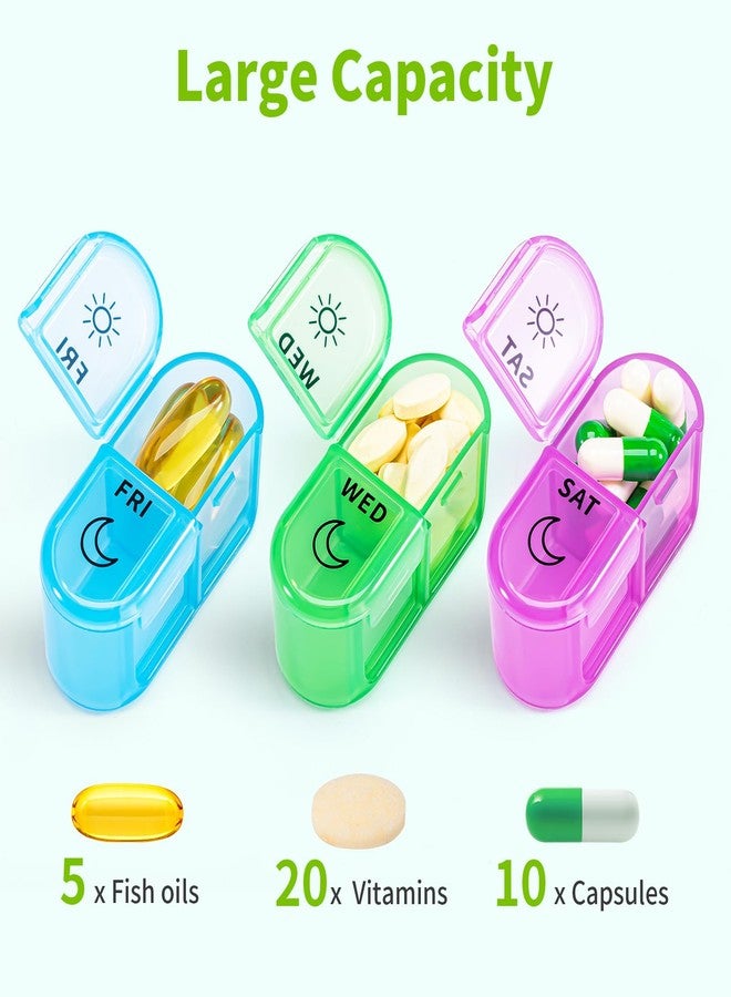 Betife AM PM Pill Organizer 7 Day, Weekly Pill Organizer 2 Times a Day, Daily Pill Box AM PM, Portable Travel Medicine Case, Day and Night Pill Container for Medication, Vitamin or Supplement（Black） - Image 2